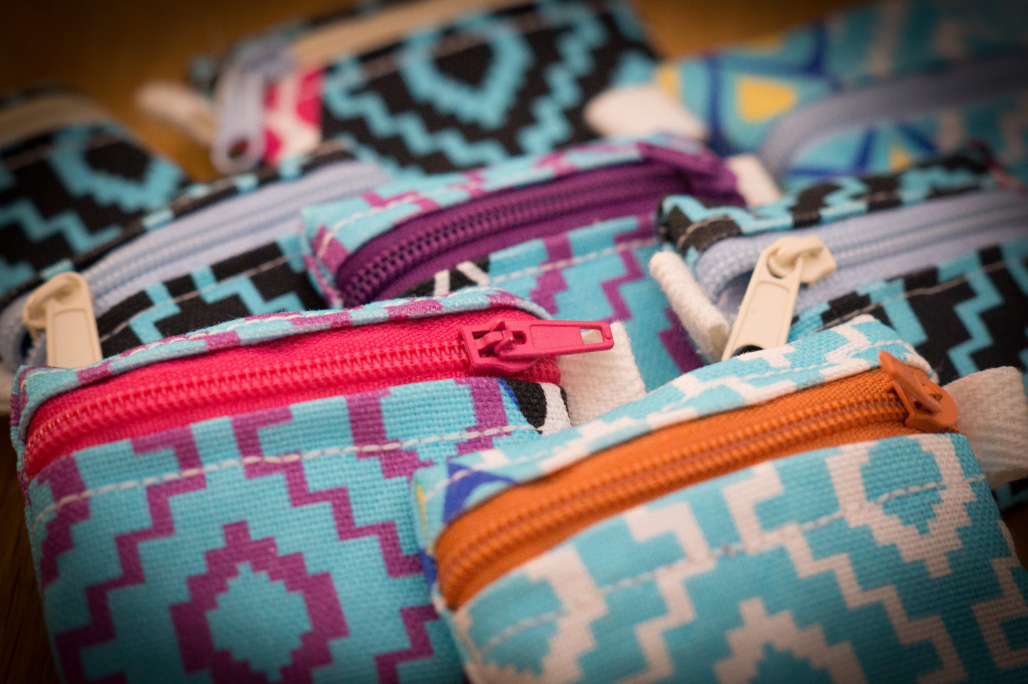 Übersicht Miniaturgeldbeutel mit Reißverschluss verschiedene Farben