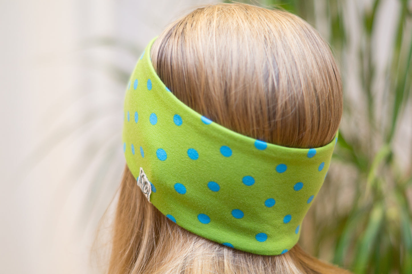 Stirnband Punkte grün blau Kinder Feinripp