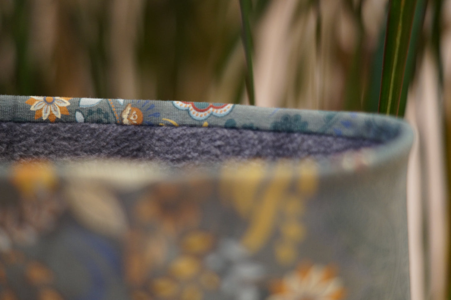 Stirnband grün orientalisch Blumen Damen innen Fleece
