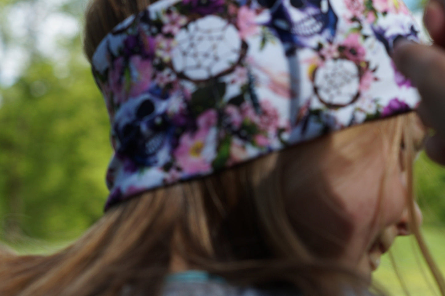 Stirnband Totenkopf pink rosa Kinder Jersey