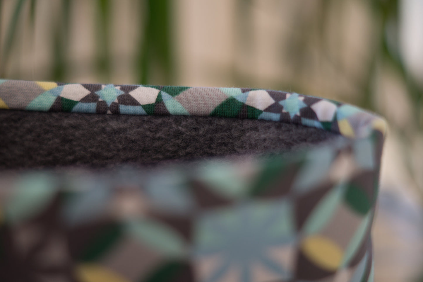 Stirnband Muster Blumen grün Damen innen Fleece