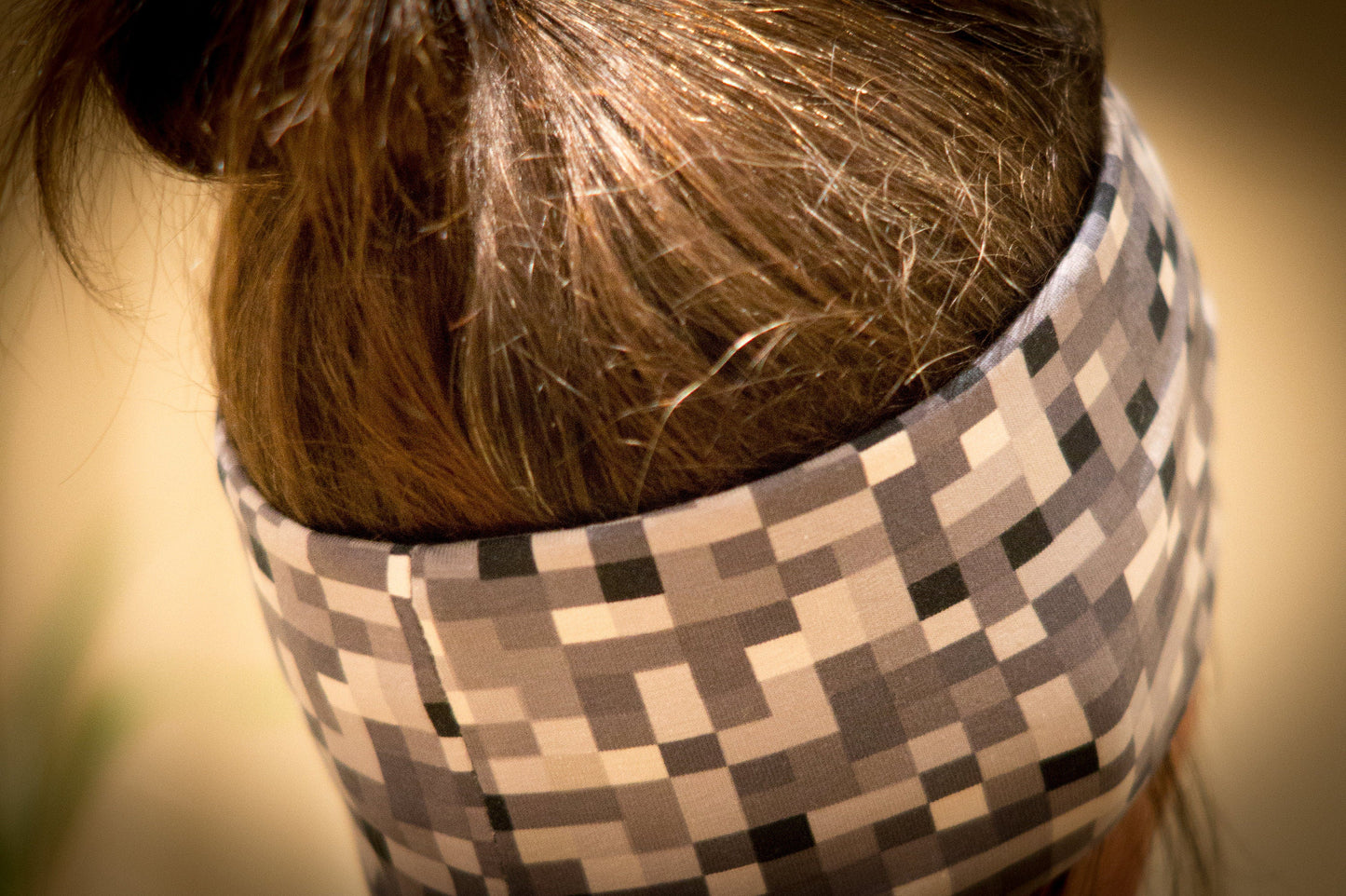 Stirnband Pixel grau Weiß Damen innen Fleece