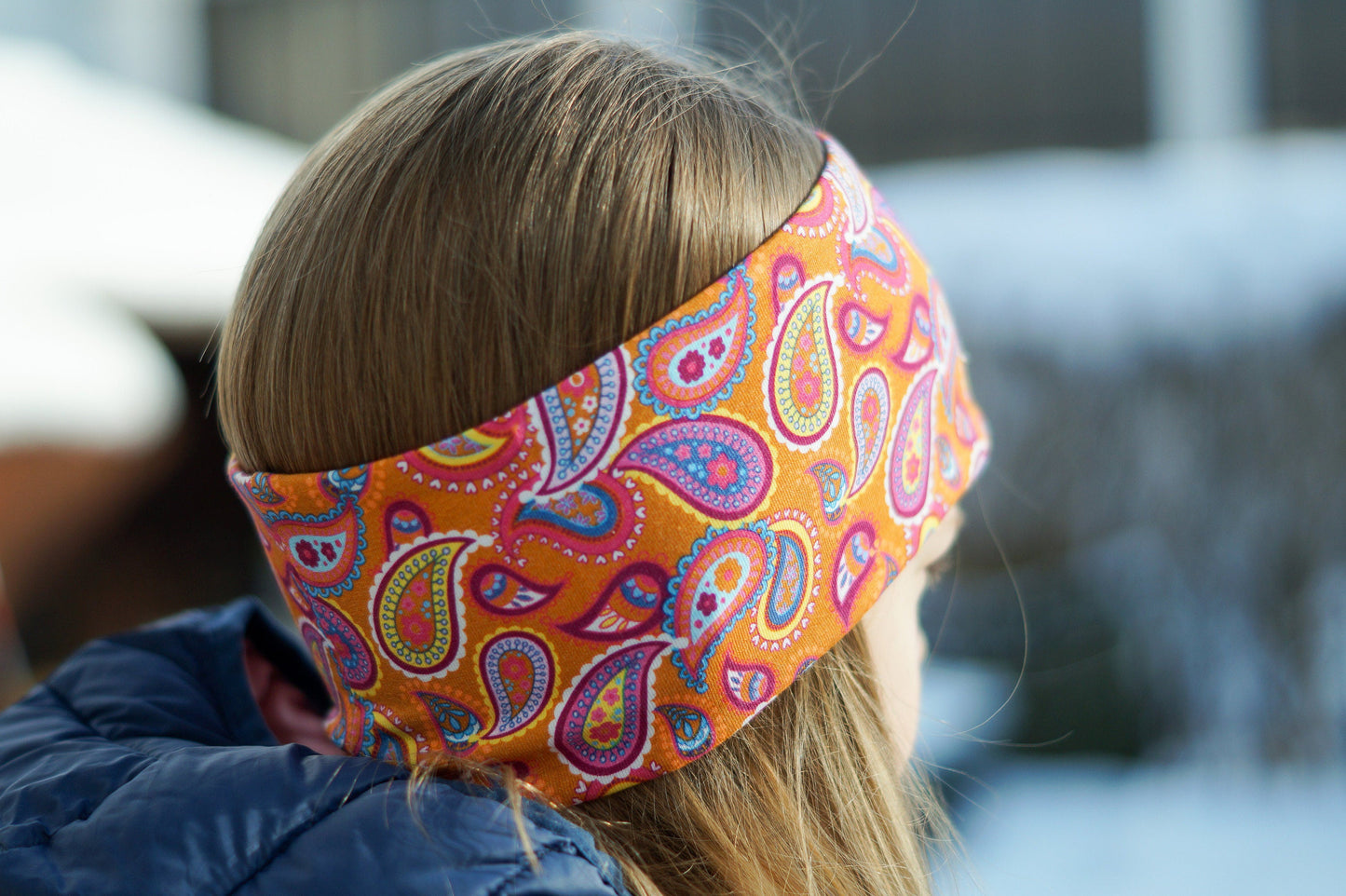 Stirnband Paisley orange Kinder Jersey