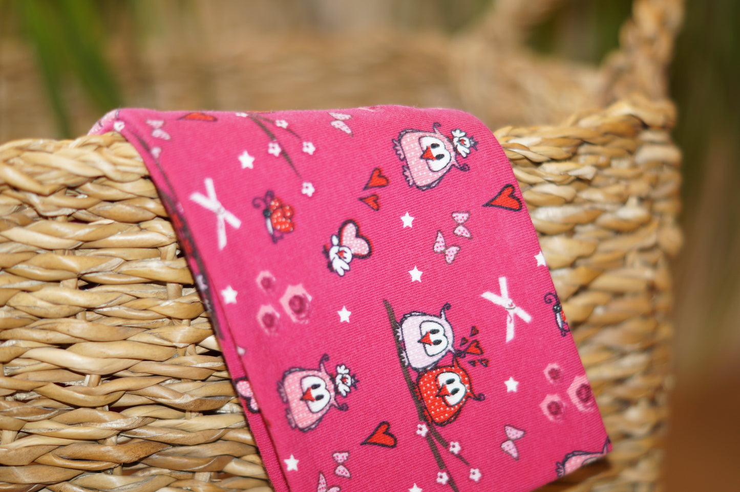 Stirnband Eule pink Kinder Jersey