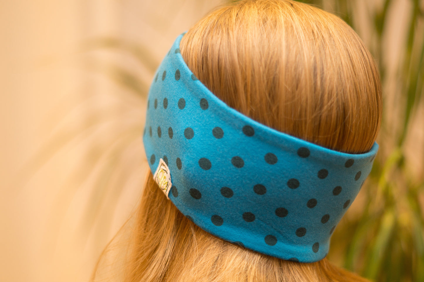 Stirnband Punkte blau dunkelgrün Kinder Feinripp