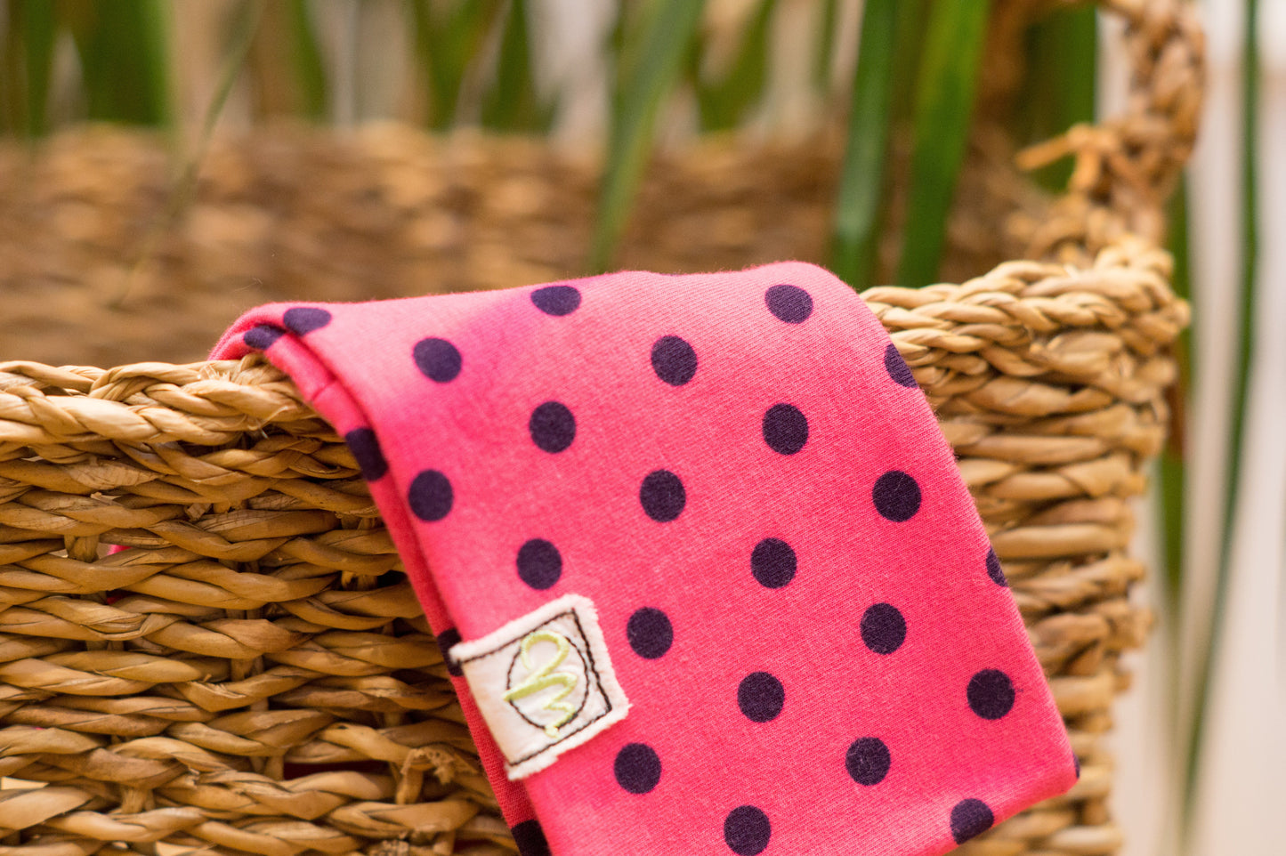 Stirnband Punkte pink schwarz Kinder Feinripp