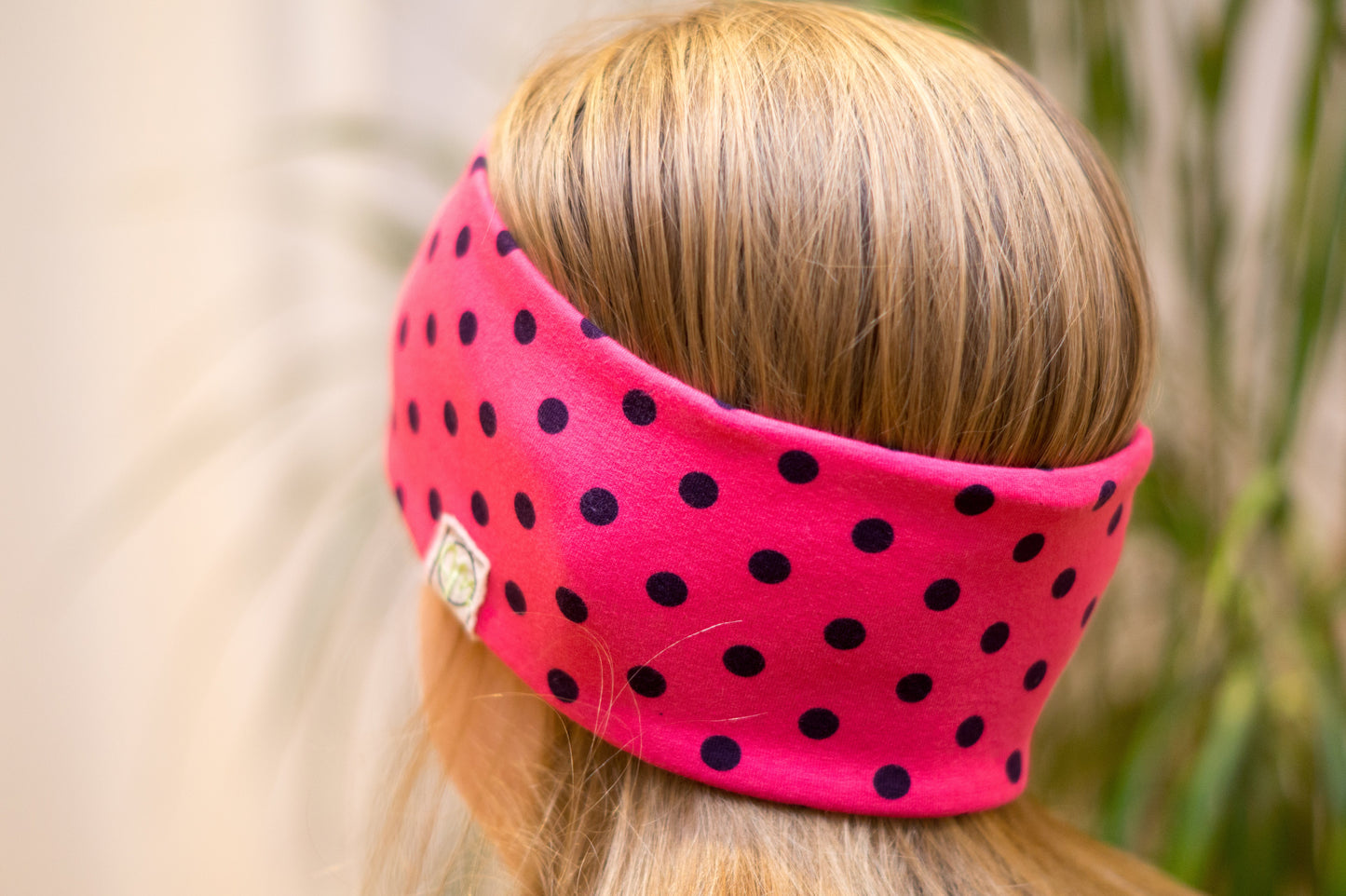 Stirnband Punkte pink schwarz Kinder Feinripp