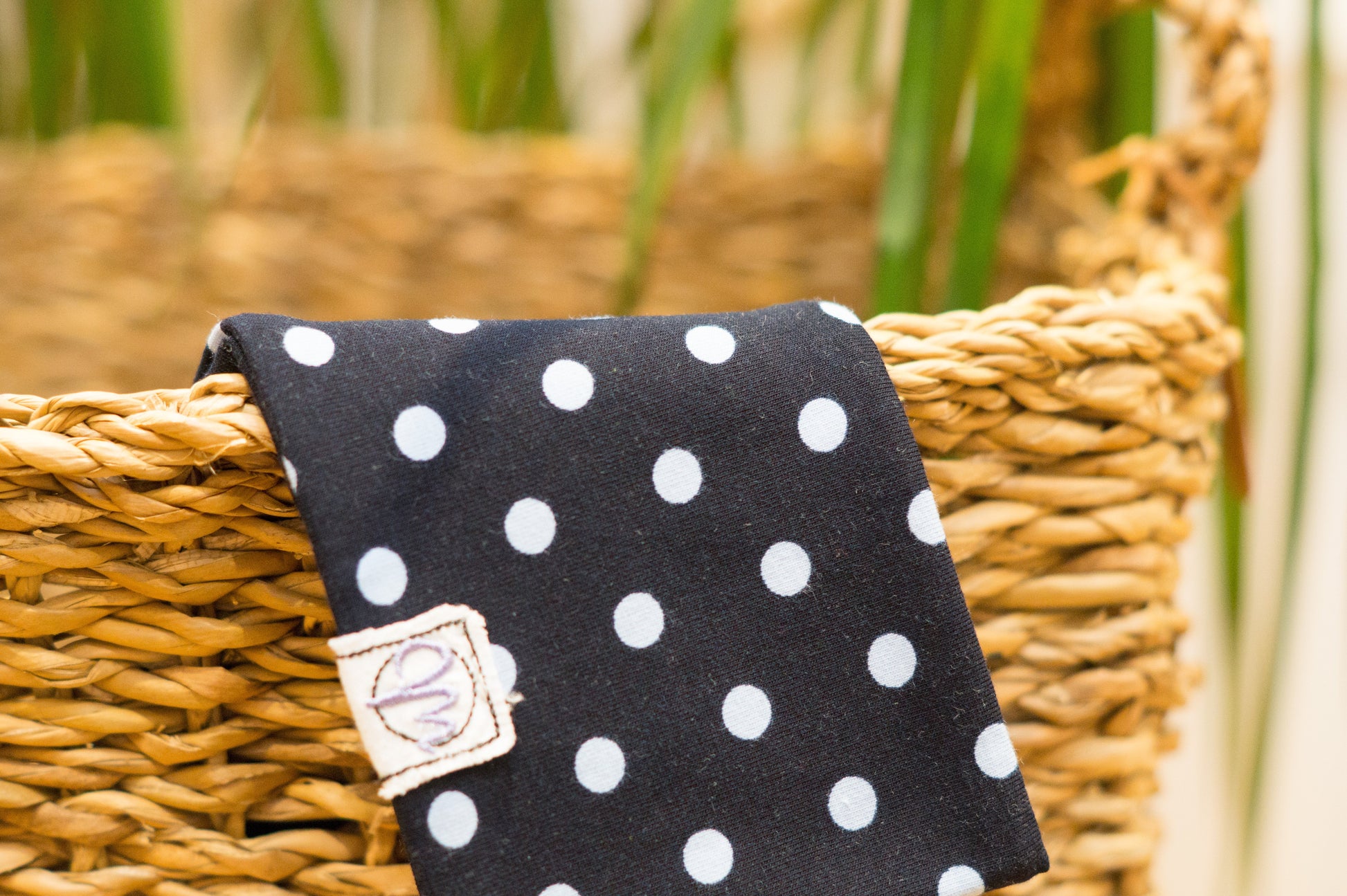 Stirnband Punkte schwarz blau Kinder Feinripp