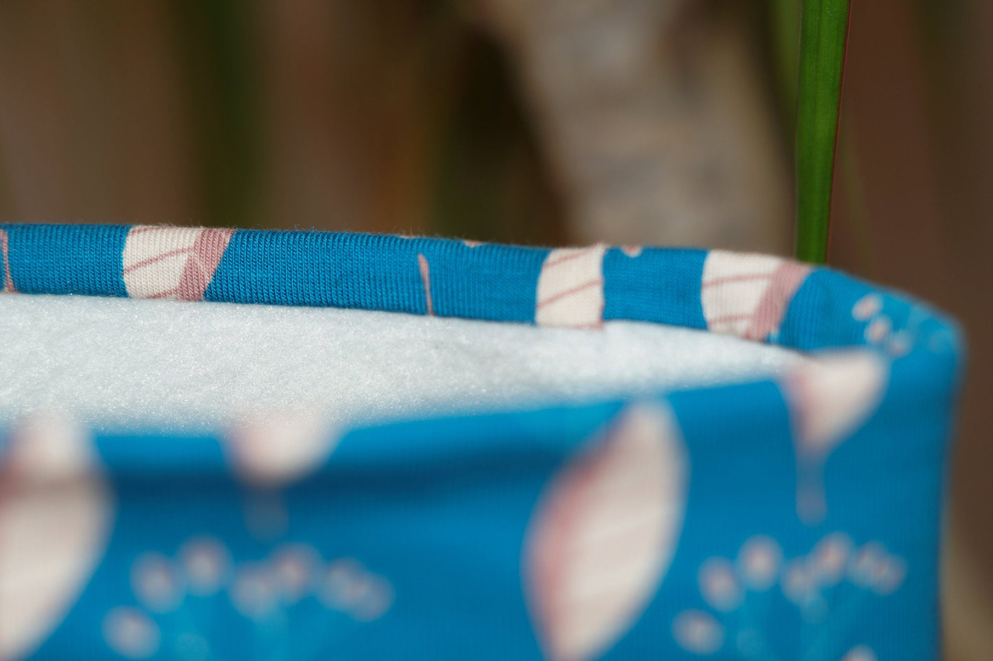 Stirnband blau Blätter Damen innen Fleece