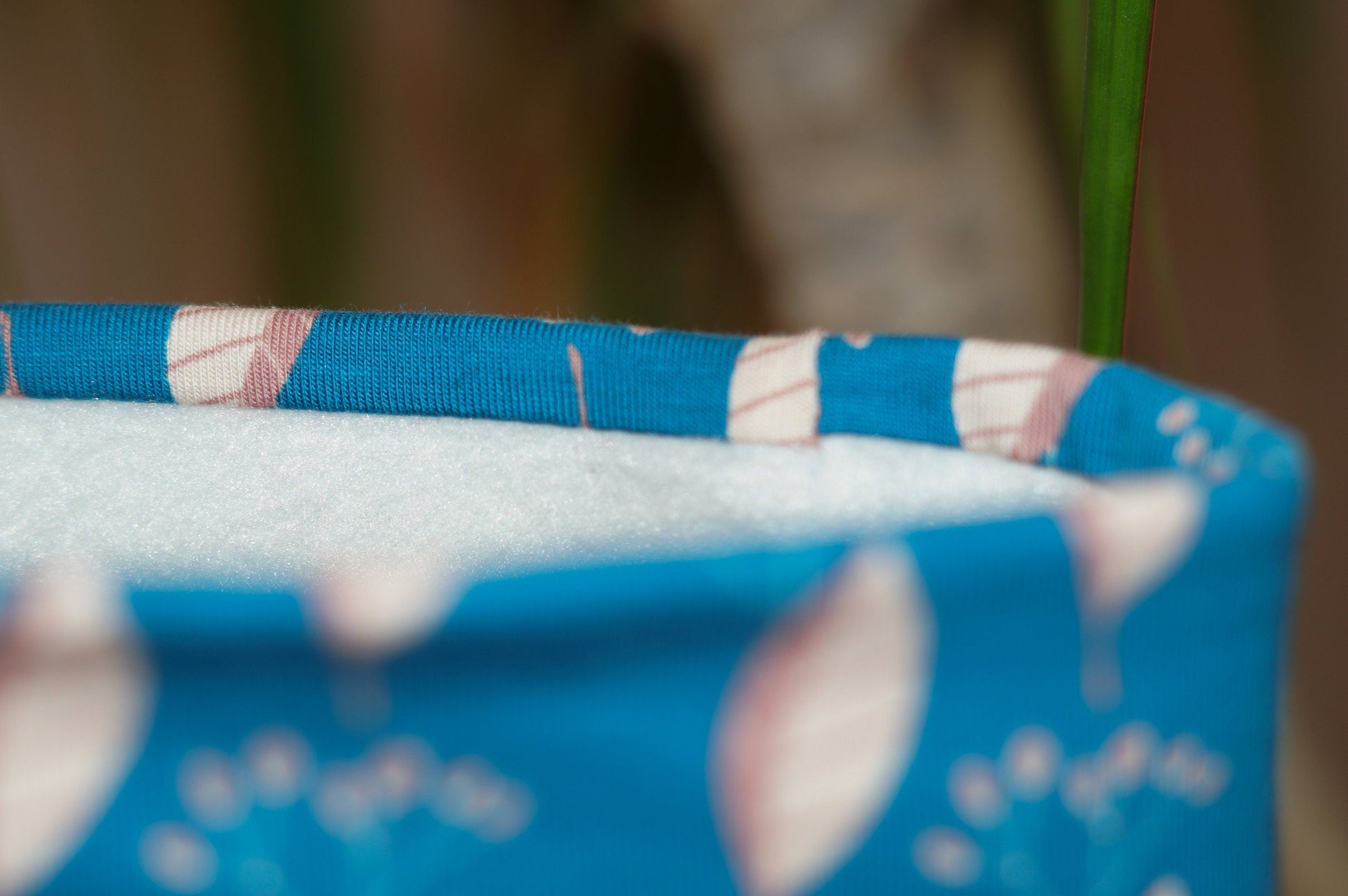 Stirnband blau Blätter Damen innen Fleece