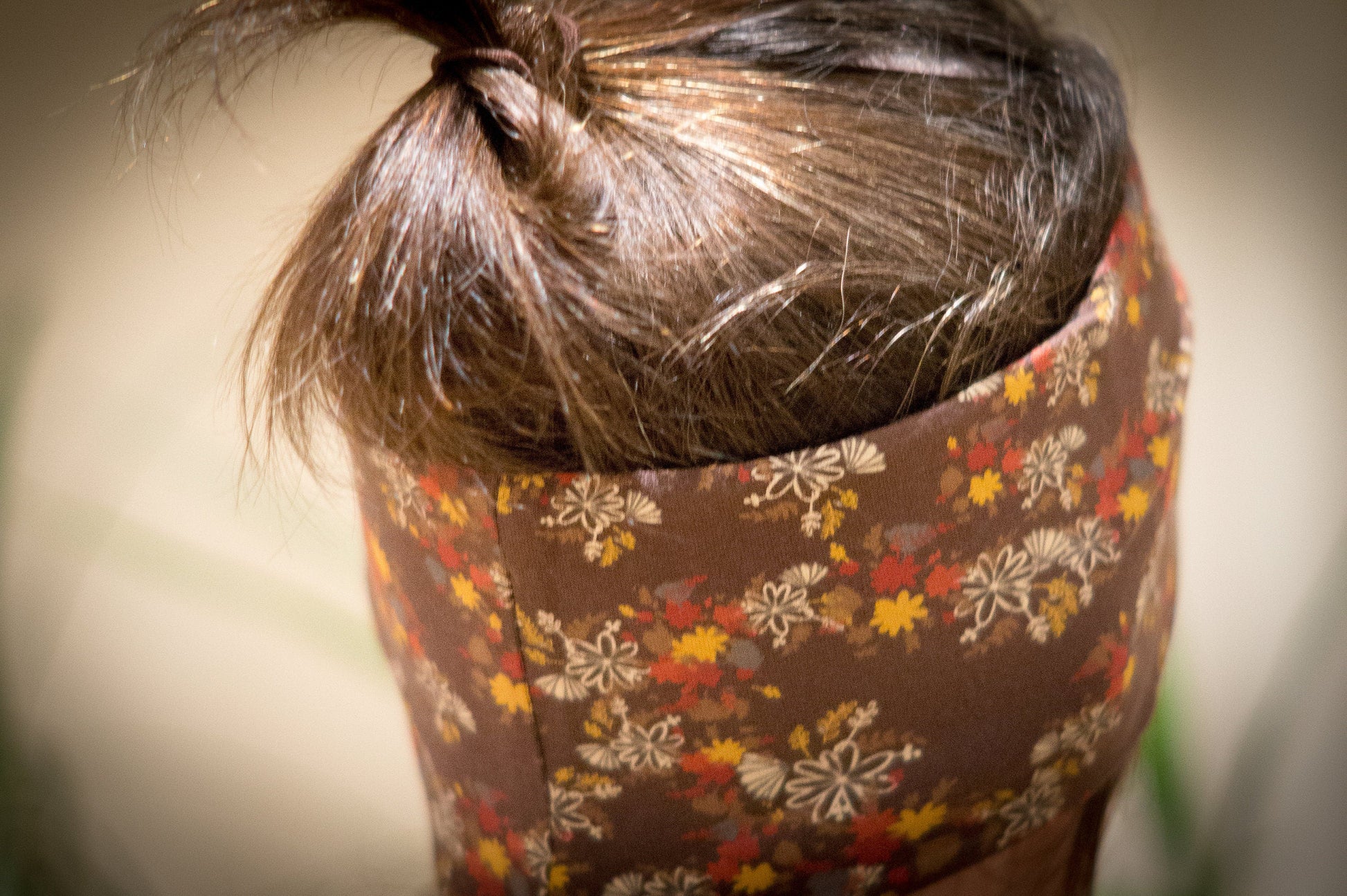 Stirnband braun Herbst Blätter Damen Feinripp