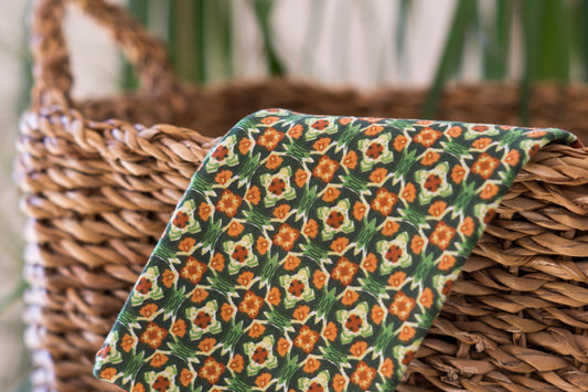 Stirnband Blüten grün Damen innen Fleece