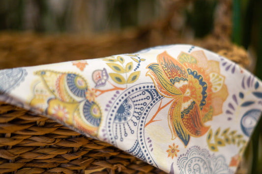 Stirnband Weiß orientalisch Blumen Damen innen Fleece