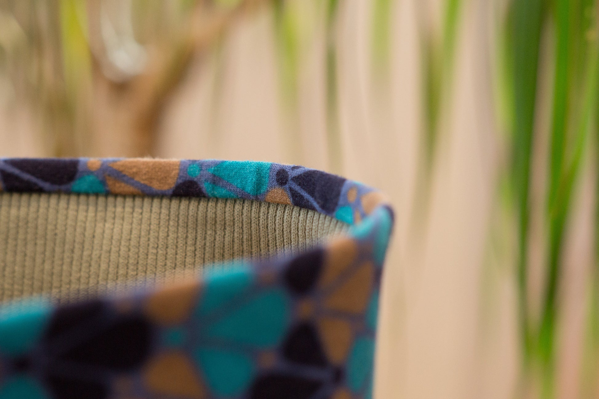 Stirnband Retro Blumen blau braun Damen Feinripp