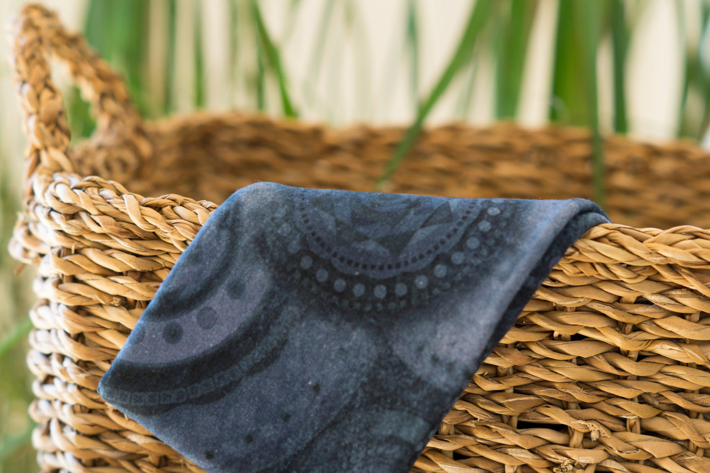 Stirnband Kreise Mandala blau Damen Feinripp
