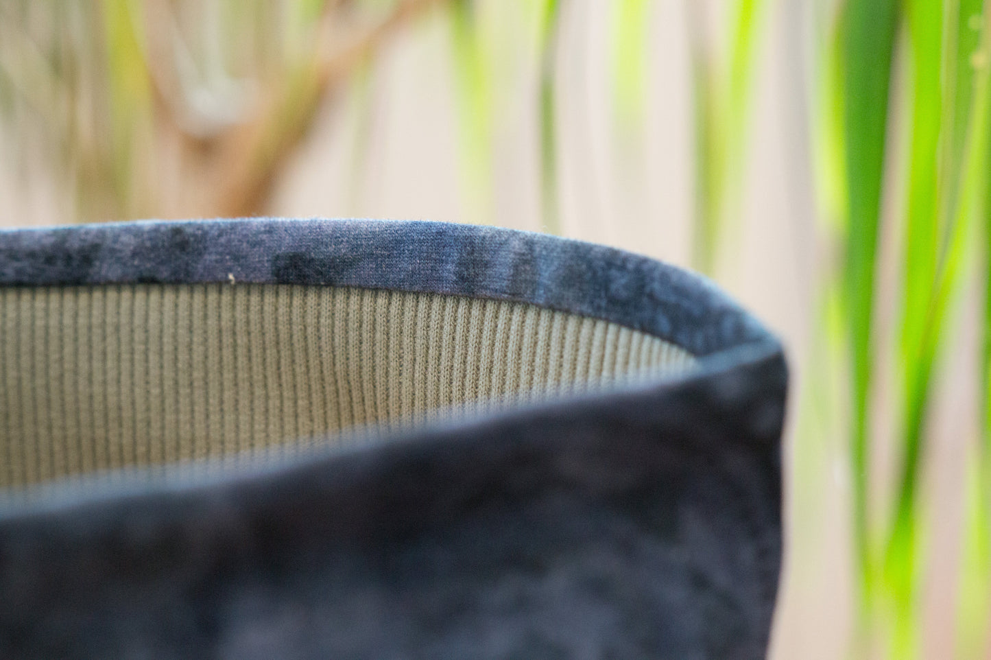 Stirnband Kreise Mandala blau Damen Feinripp
