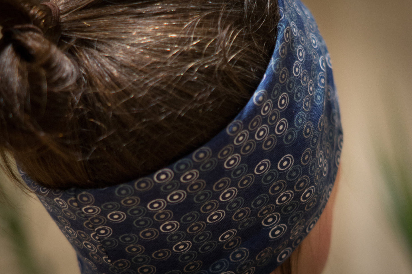 Stirnband Kringel blau Punkte Damen Feinripp