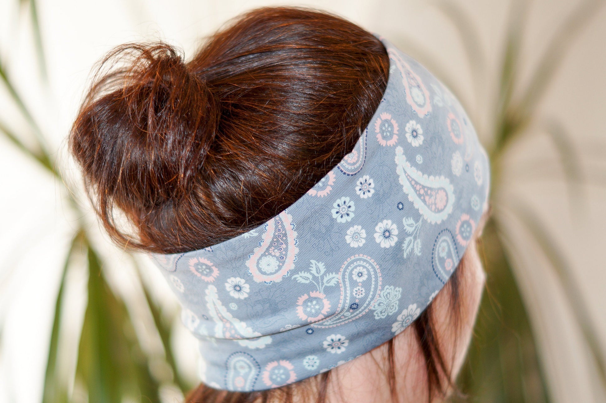 Stirnband Paisley blau Damen Jersey
