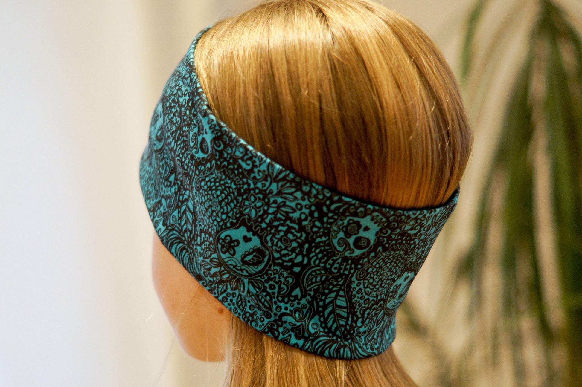 Stirnband Totenkopf türkise schwarz Kinder Jersey