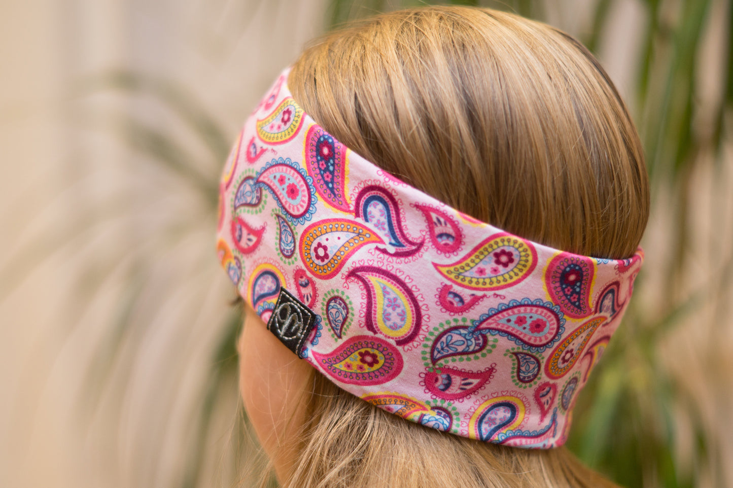 Stirnband Paisley pink Kinder Feinripp