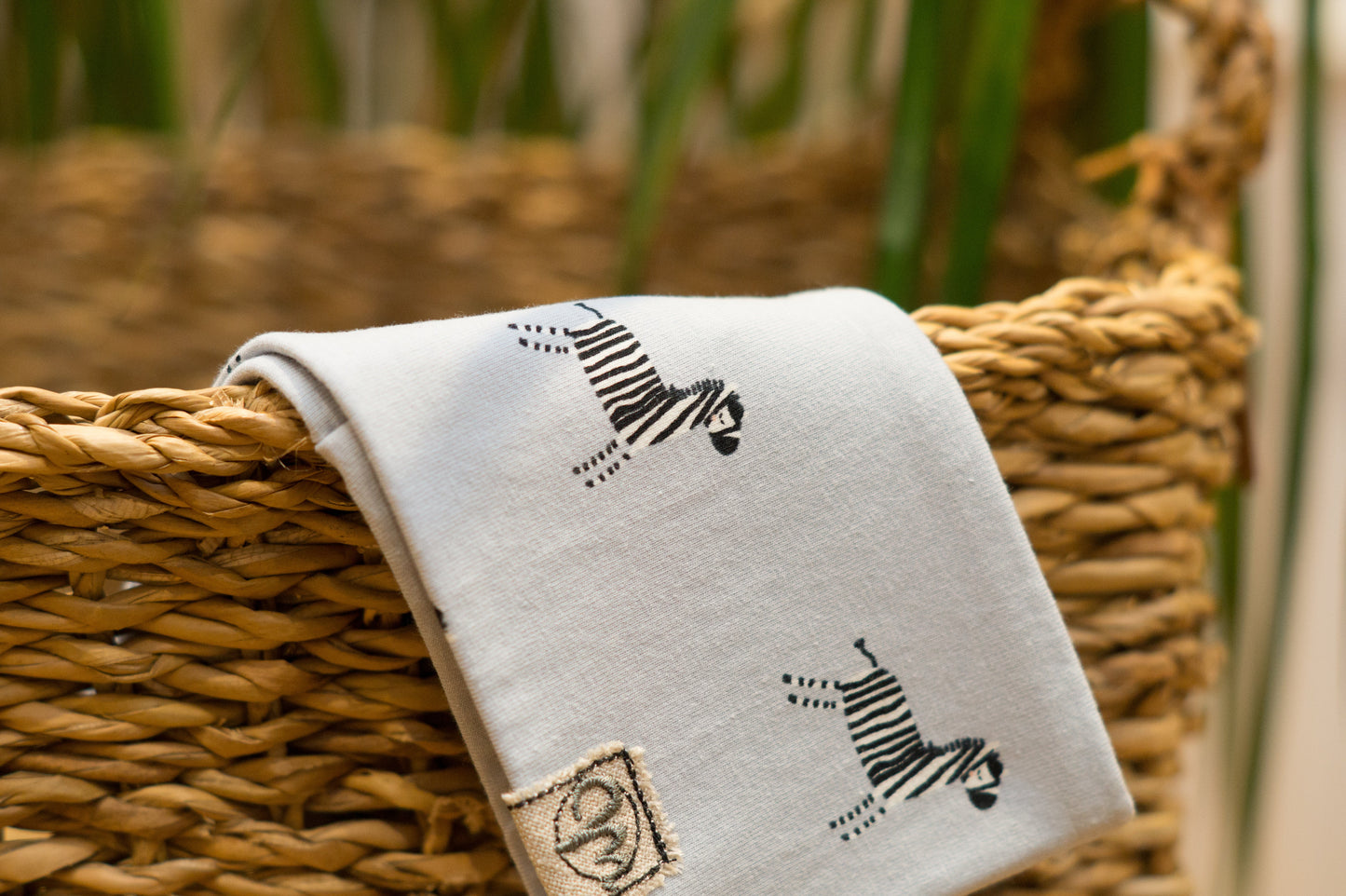 Stirnband Zebra hellblau Kinder Feinripp