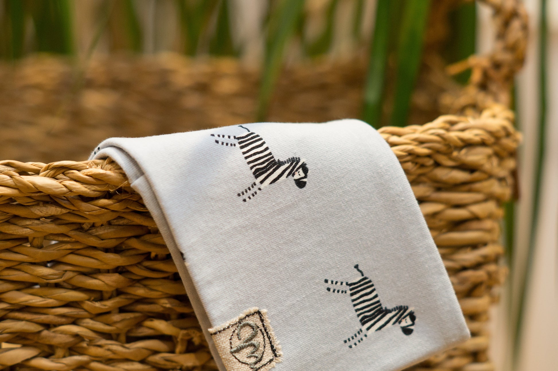 Stirnband Zebra hellblau Kinder Feinripp