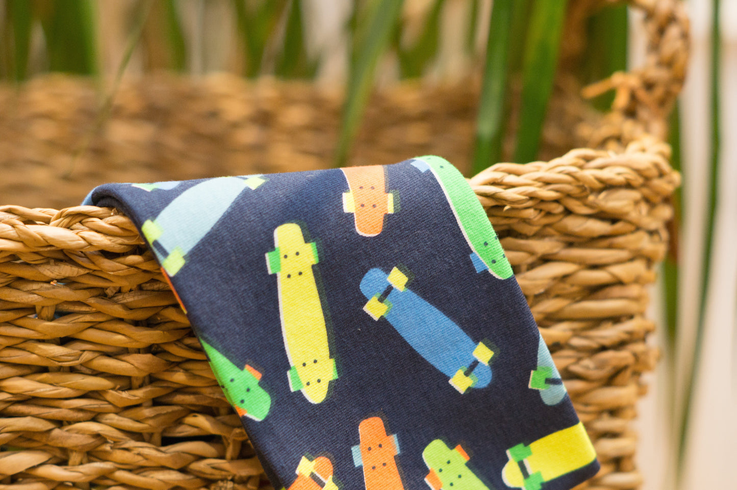 Stirnband Skateboard dunkelblau Kinder Feinripp