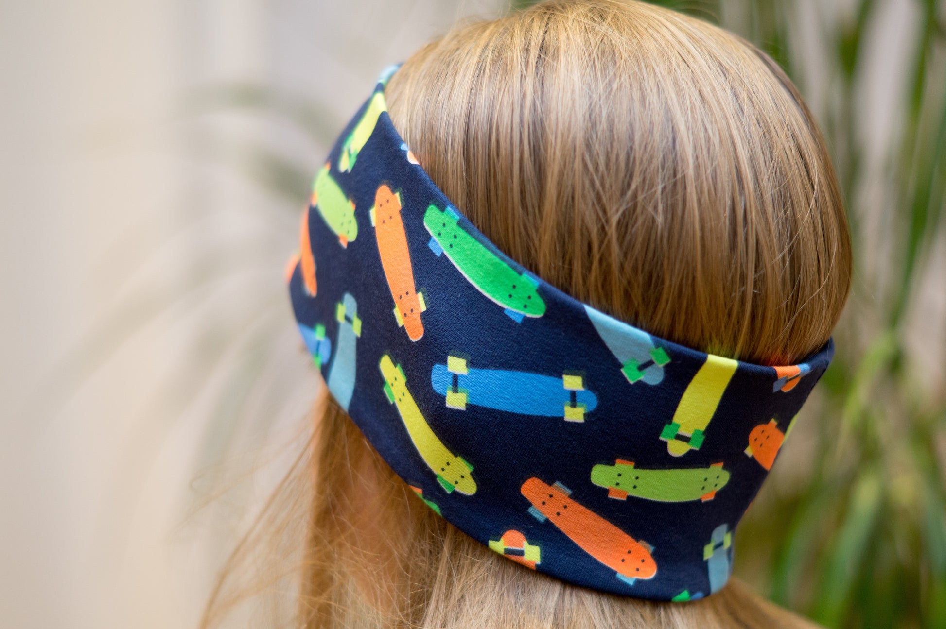 Stirnband Skateboard dunkelblau Kinder Feinripp