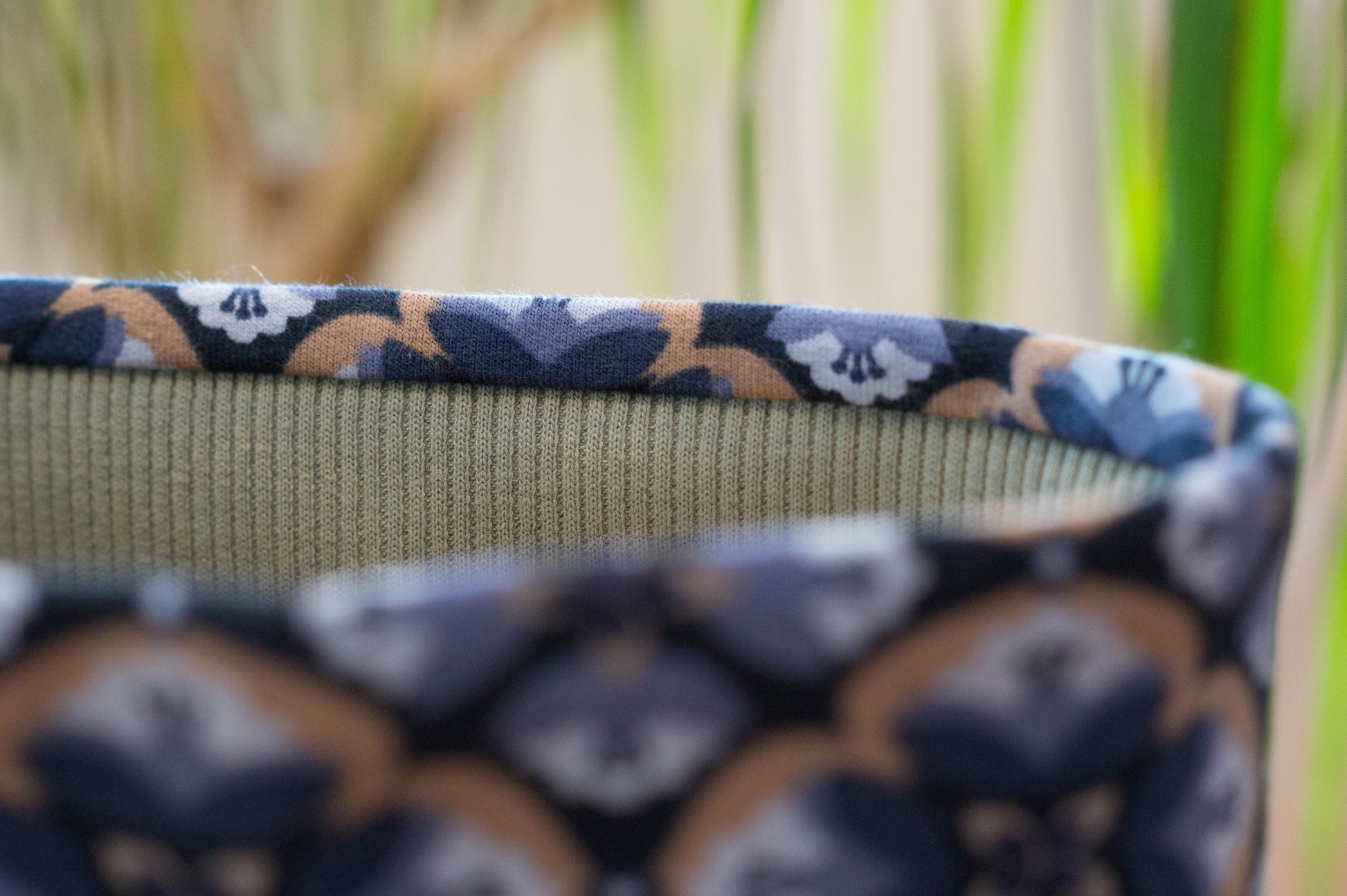 Stirnband Blumen orientalisch blau Retro Damen Feinripp